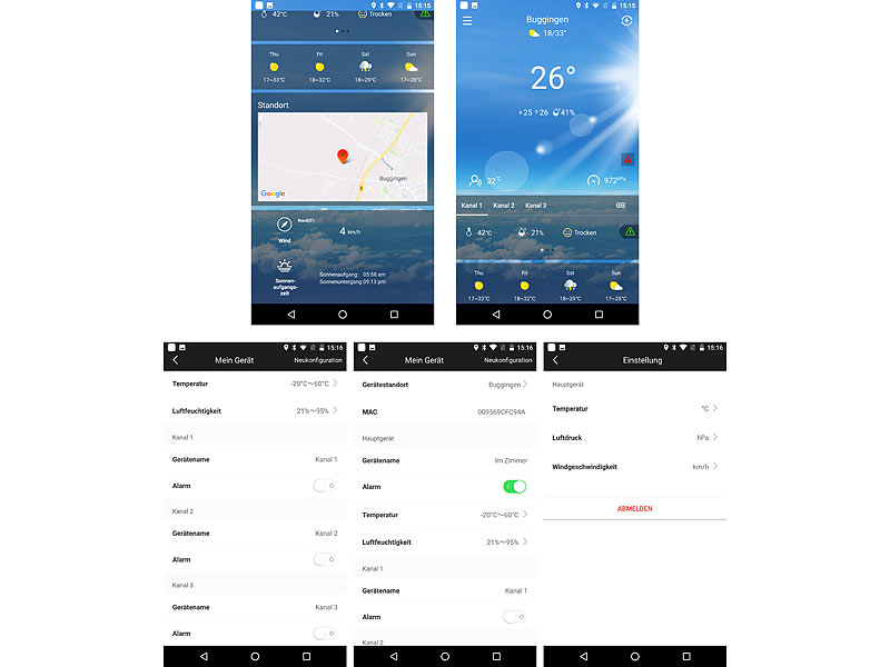 ; Wetterstationen mit Farb-Display, Funkuhr und Außensensor Wetterstationen mit Farb-Display, Funkuhr und Außensensor Wetterstationen mit Farb-Display, Funkuhr und Außensensor 