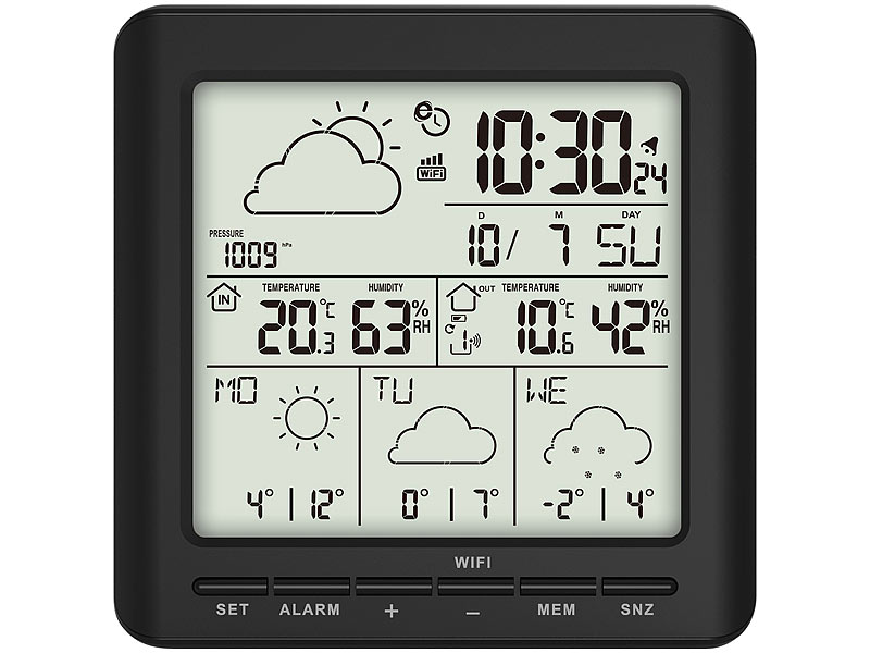 ; Wetterstationen mit Farb-Display, Funkuhr und Außensensor Wetterstationen mit Farb-Display, Funkuhr und Außensensor Wetterstationen mit Farb-Display, Funkuhr und Außensensor 