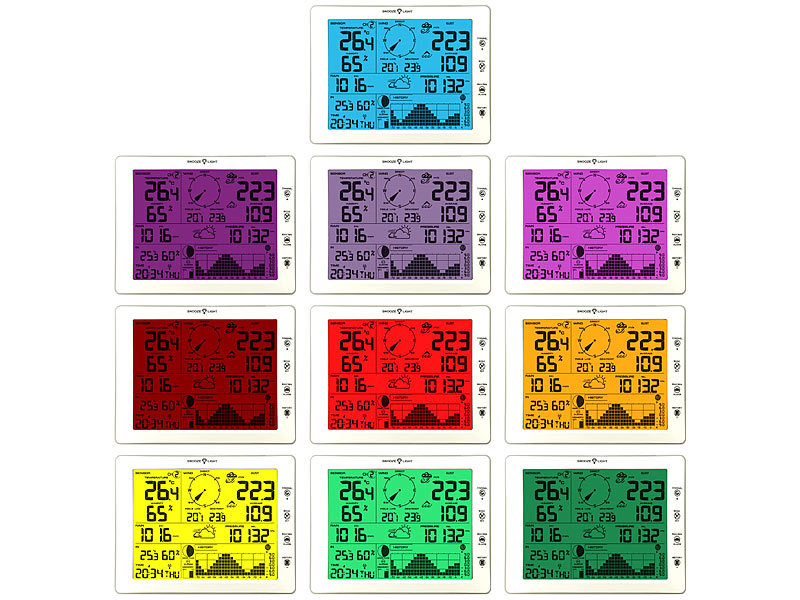 ; Wetterstationen mit Farb-Display, Funkuhr und Außensensor Wetterstationen mit Farb-Display, Funkuhr und Außensensor Wetterstationen mit Farb-Display, Funkuhr und Außensensor 