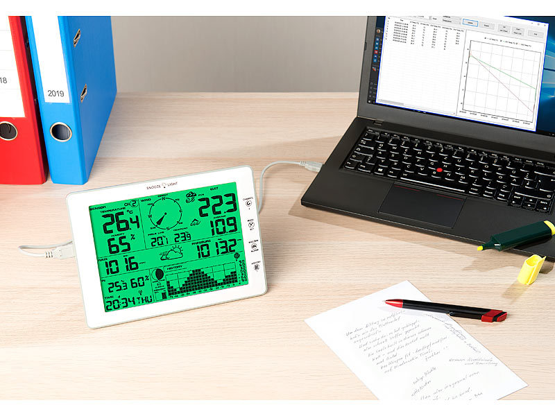 ; Wetterstationen mit Farb-Display, Funkuhr und Außensensor Wetterstationen mit Farb-Display, Funkuhr und Außensensor Wetterstationen mit Farb-Display, Funkuhr und Außensensor 