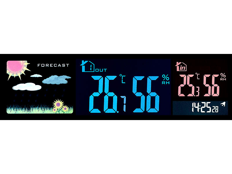 ; Wetterstationen mit Farb-Display, Funkuhr und Außensensor 