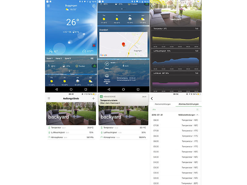 ; Wetterstationen mit Farb-Display, Funkuhr und Außensensor Wetterstationen mit Farb-Display, Funkuhr und Außensensor 