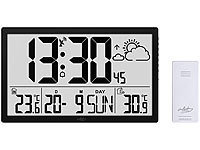 infactory XXL Wanduhr Digital, Funk-Wanduhr Digital groß; Wetterstationen mit Farb-Display, Funkuhr und Außensensor Wetterstationen mit Farb-Display, Funkuhr und Außensensor Wetterstationen mit Farb-Display, Funkuhr und Außensensor Wetterstationen mit Farb-Display, Funkuhr und Außensensor 