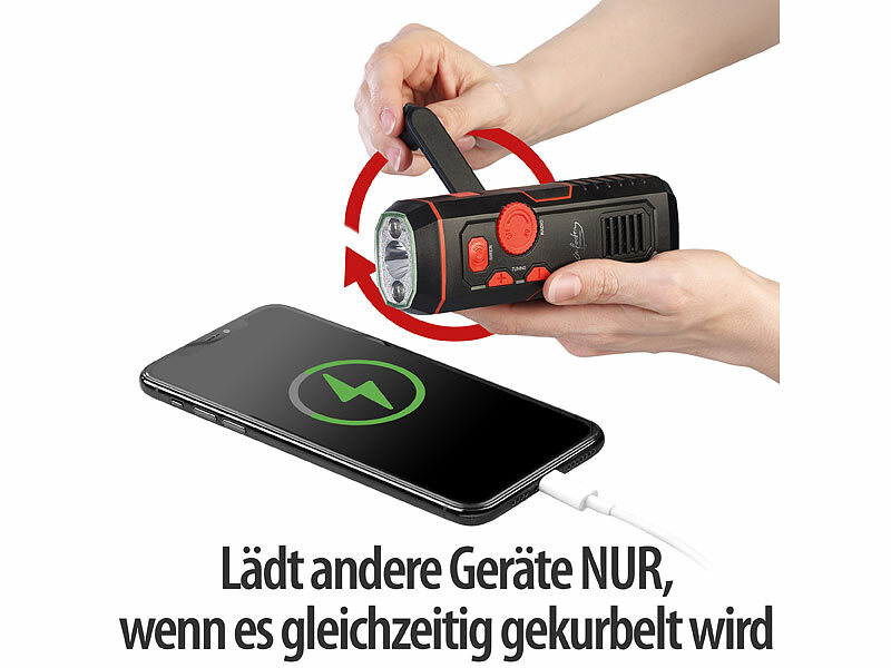 ; Solar- & Dynamo-Radios mit Powerbank-Funktion 