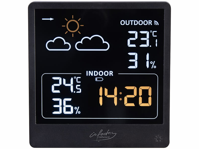 ; Wetterstationen mit Farb-Display, Funkuhr und Außensensor Wetterstationen mit Farb-Display, Funkuhr und Außensensor Wetterstationen mit Farb-Display, Funkuhr und Außensensor 