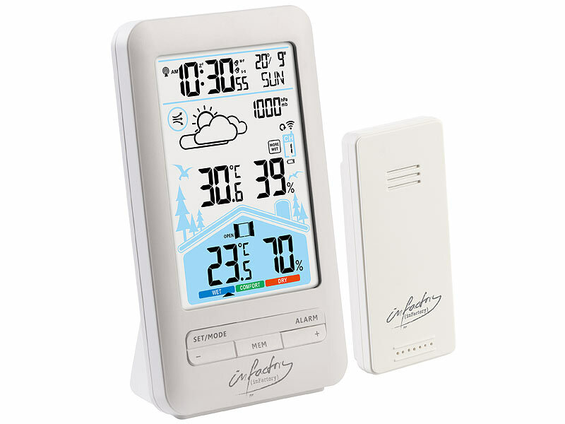 ; Wetterstationen mit Farb-Display, Funkuhr und Außensensor Wetterstationen mit Farb-Display, Funkuhr und Außensensor Wetterstationen mit Farb-Display, Funkuhr und Außensensor 