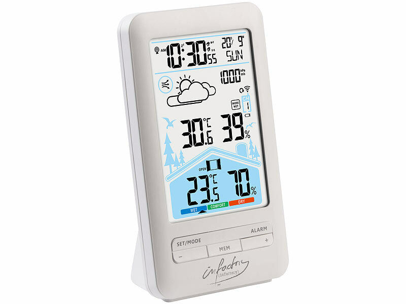 ; Wetterstationen mit Farb-Display, Funkuhr und Außensensor Wetterstationen mit Farb-Display, Funkuhr und Außensensor Wetterstationen mit Farb-Display, Funkuhr und Außensensor 