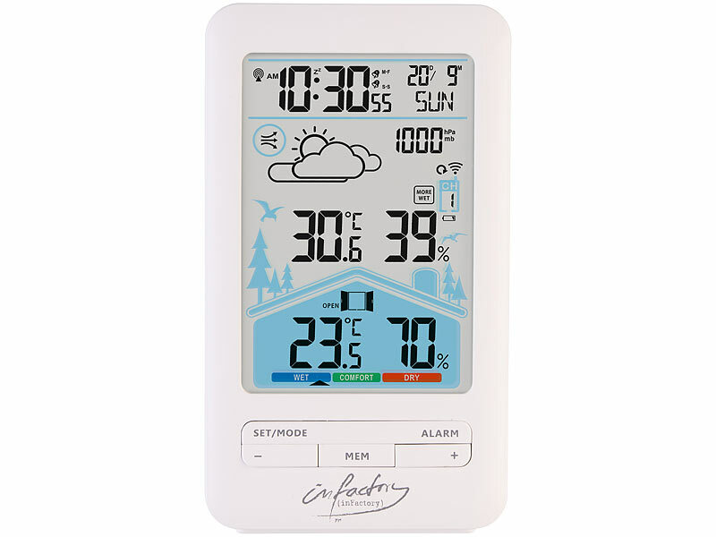 ; Wetterstationen mit Farb-Display, Funkuhr und Außensensor Wetterstationen mit Farb-Display, Funkuhr und Außensensor Wetterstationen mit Farb-Display, Funkuhr und Außensensor 