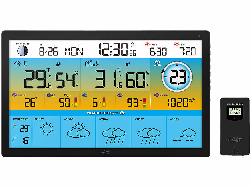 ; Wetterstationen mit Farb-Display, Funkuhr und Außensensor Wetterstationen mit Farb-Display, Funkuhr und Außensensor Wetterstationen mit Farb-Display, Funkuhr und Außensensor 