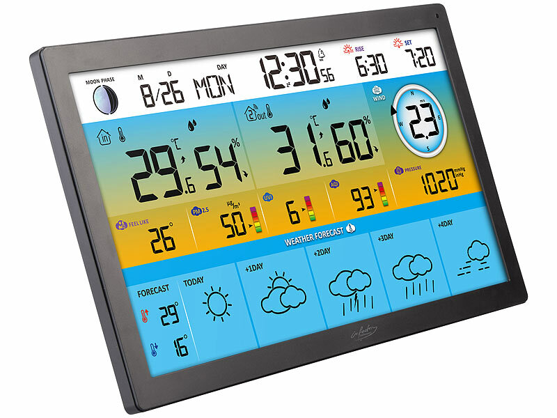 ; Wetterstationen mit Farb-Display, Funkuhr und Außensensor Wetterstationen mit Farb-Display, Funkuhr und Außensensor Wetterstationen mit Farb-Display, Funkuhr und Außensensor 